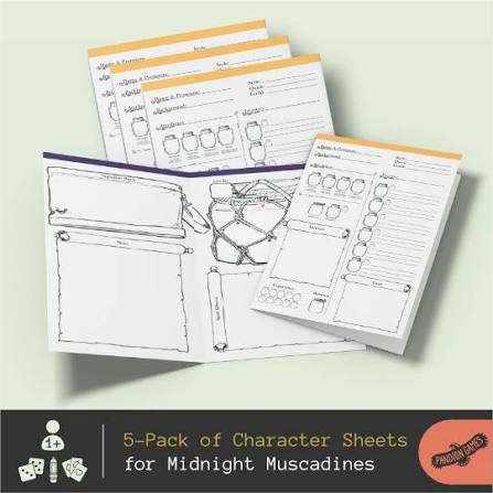 Midnight Muscadines Character Sheet 5 pack by Pandion Games