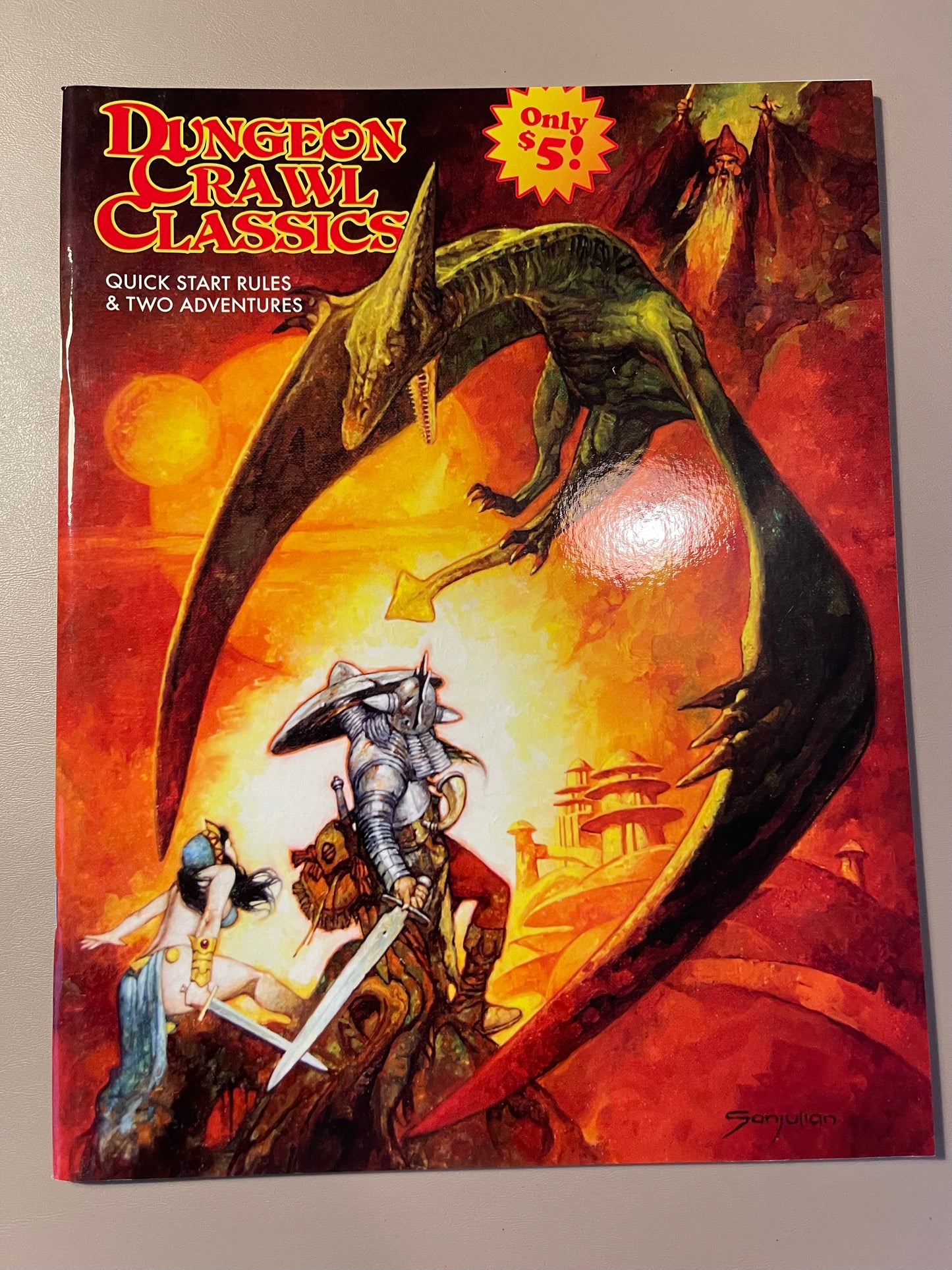 Dungeon Crawl Classics RPG - Quick Start Rules 2020 (Sanjulian Pteradactyl Cover)