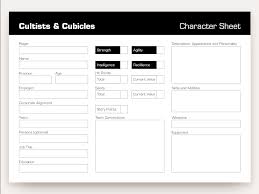 Cultists and Cubicles RPG Set with Character Sheet pads by Substrat