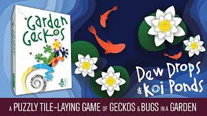 Garden Geckos: Dew Drops & Koi Ponds Core game with expansion and Magnetic Gecko pin by Tin Robot Games