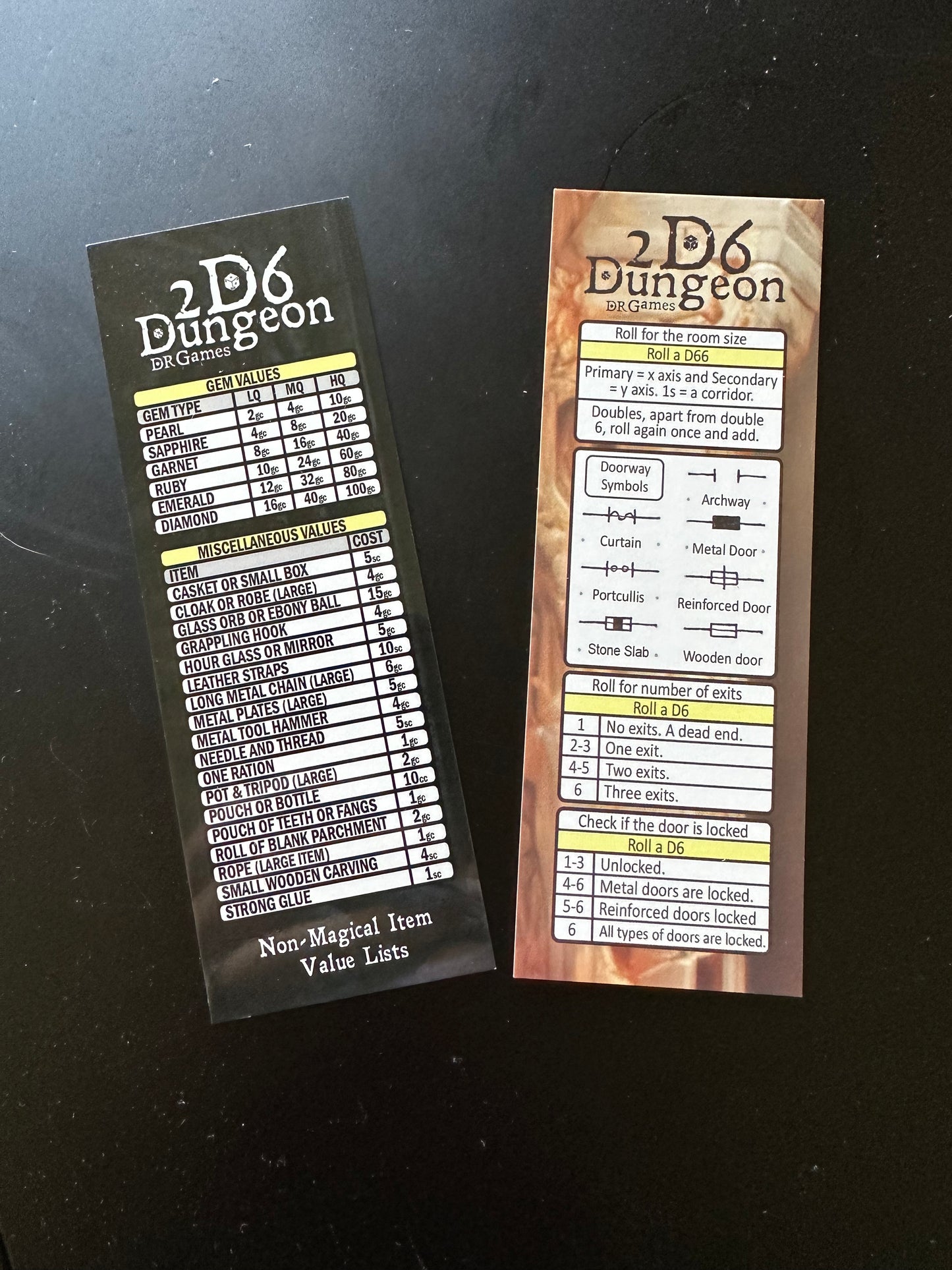 2D6 Dungeon Bookmark Set