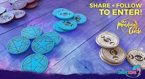 The Mending Circle TTRPG with bag of 10 wooden magic tokens by SharkBomb Studios