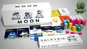 Moon Deluxe Kickstarter Pledge with Valkyrie expansion and custom Moon Sleeves by Sinister Fish Games