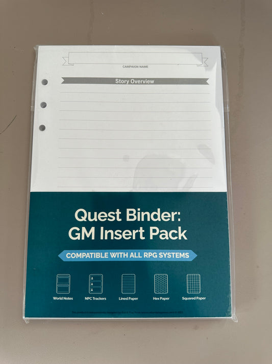 Quest Binder Insert Pack GM by Roll and Play Press